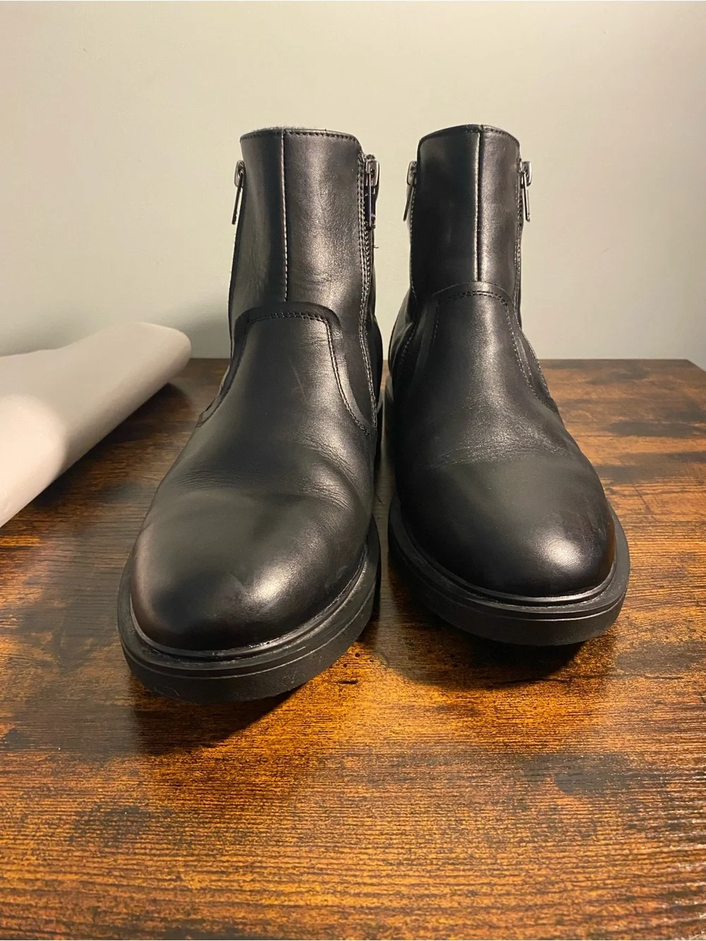 Aldo Black Waterproof Leather Chukka Zip Boots